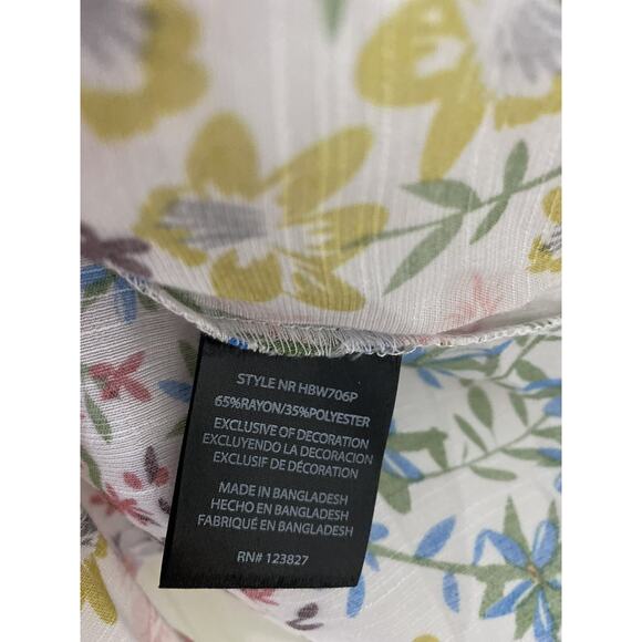 Harve Benard White Floral Tie Neck 3/4 Sleeve Blouse Size 3X Top A003305 - Picture 6 of 8